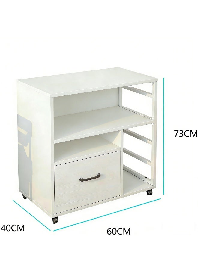 CityRiya-Long Coffee Corner Storage Cabinet, Home Coffee Bar Cabinet with Wheels, Buffet Sideboard Stand, Kitchen Cabinets Baker Rack for Living Room, Office, Kitchen Island Bar Table (White) - Image 3